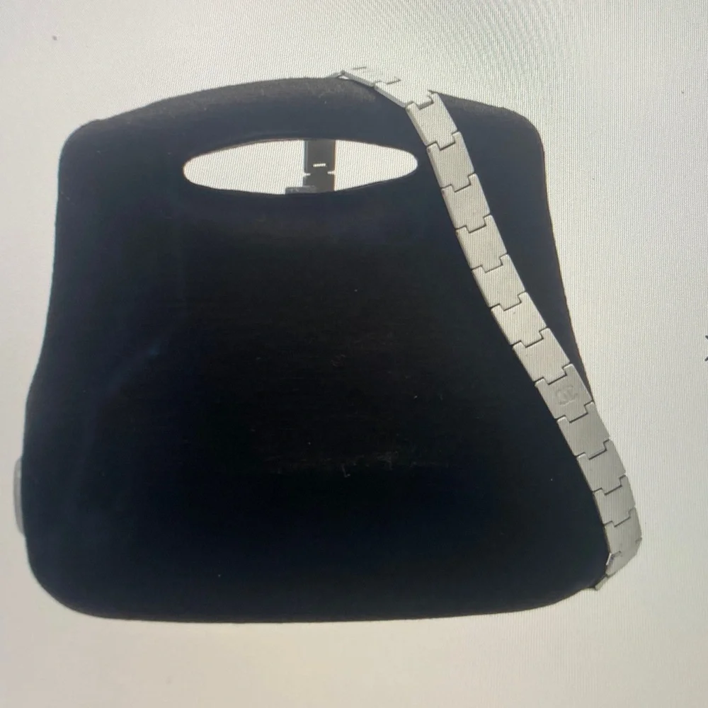 RARE collector item CHANEL Black jersey Millenium 2005 frame BUTT Bag vintage